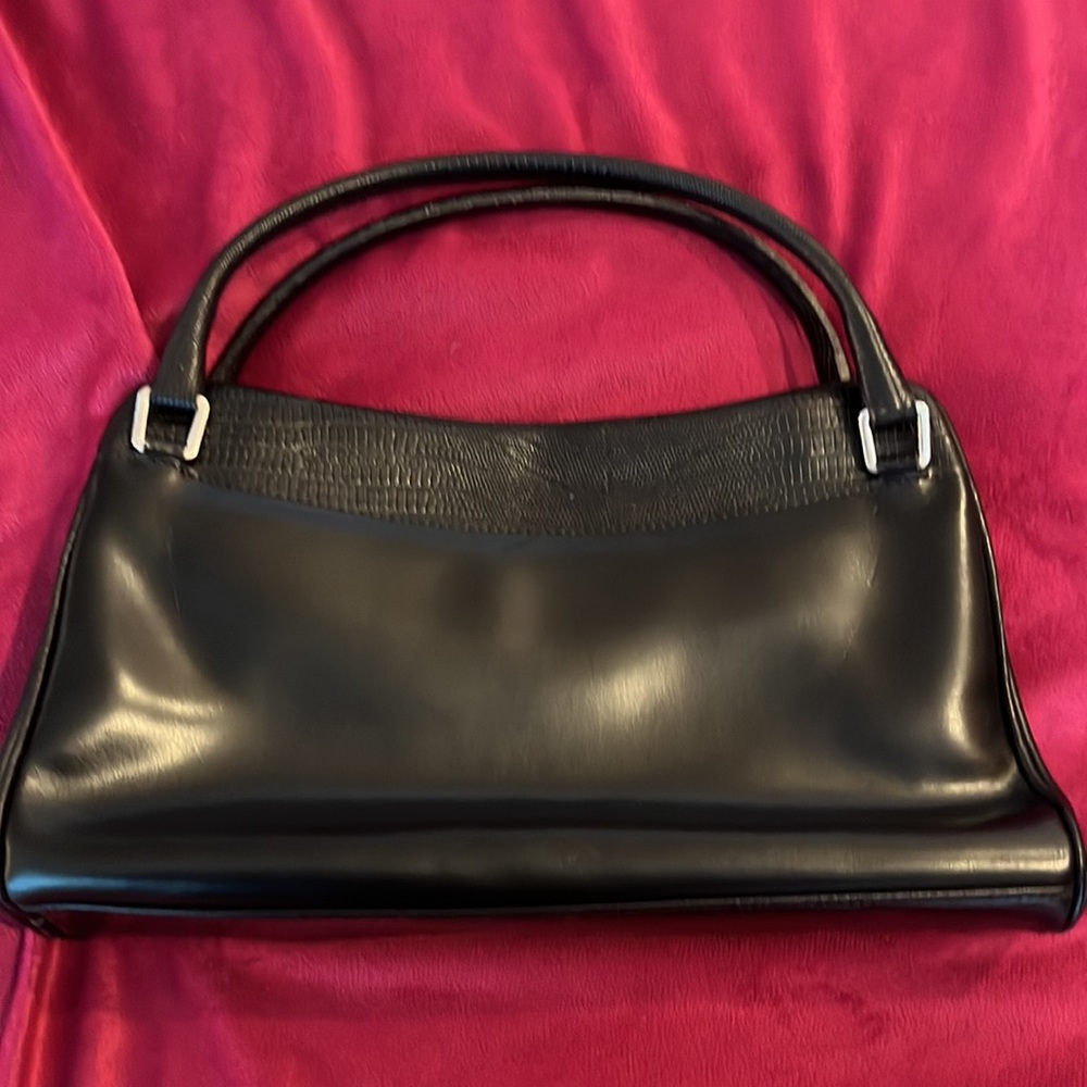Black leather handbag